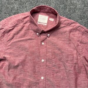 SATURDAYS Surf New York City Shirt Mens Medium Red Woven Button Down 100% Cotton